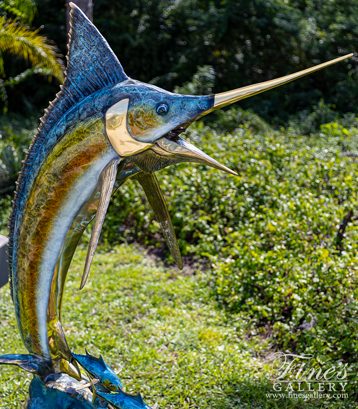 Search Result For Bronze Fountains  - 91 Inch Tall Bronze Marlin Fountain - BF-684